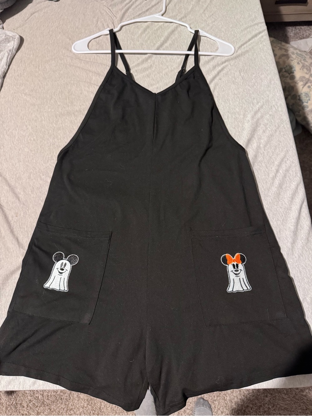 Women's Black Mickey Ghost Halloween romper
